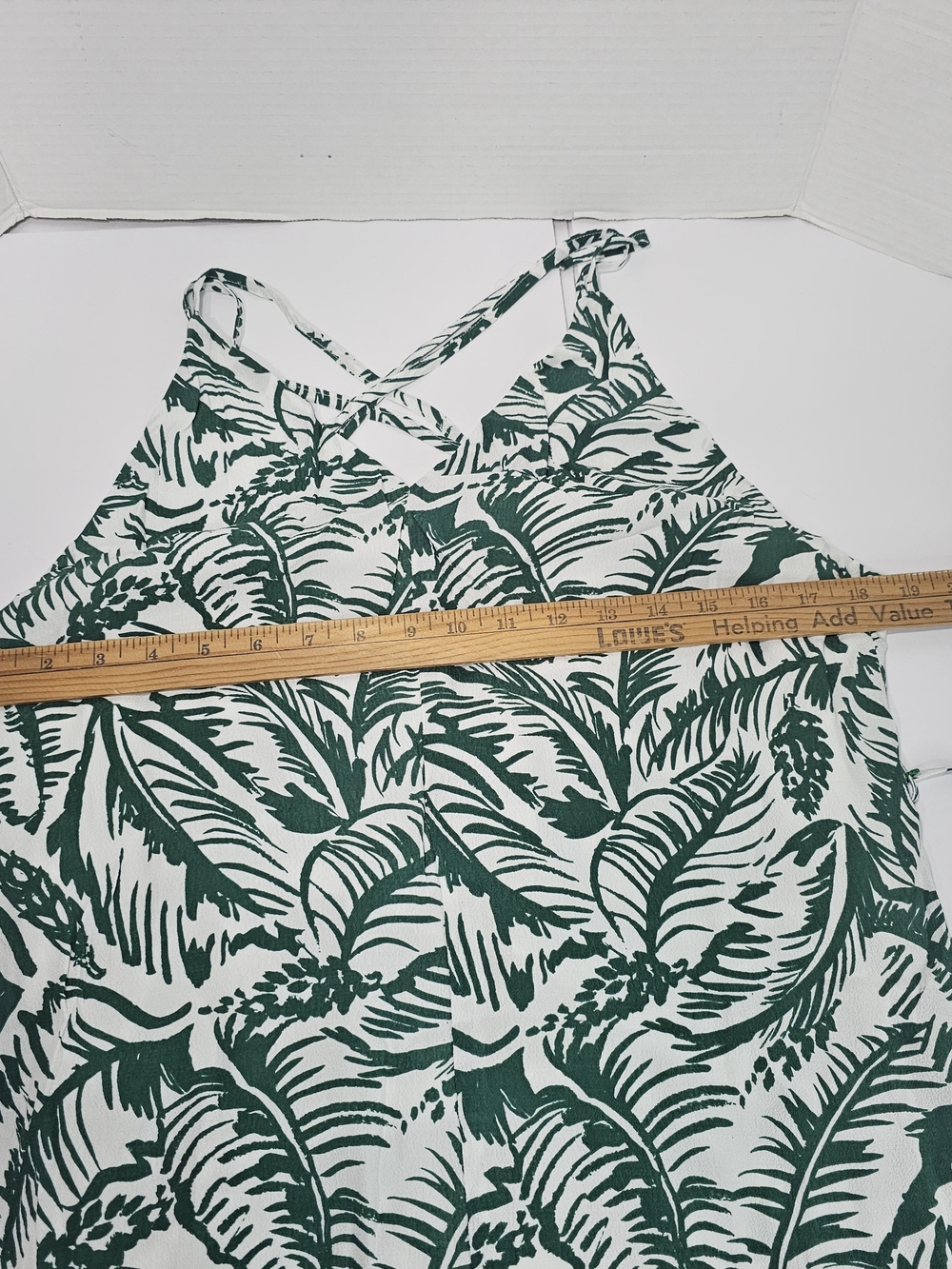 Harlyn Anthropologie Palm Leaf Maxi Dress Size S Green White Tropical - Picture 10 of 13